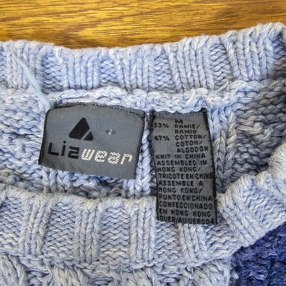 Rare VNT Liz Wear Granny Square Knit Chunky Sweater Size M - Picture 3 of 6